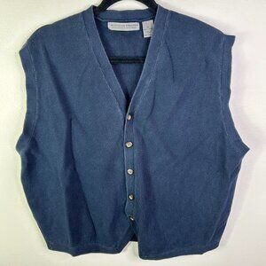 Le Collezioni Structure Men's Blue Button Down Vest Size XL